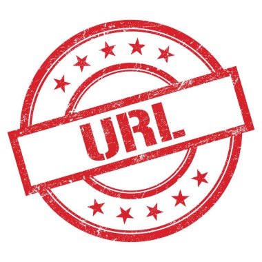 Kırmızı yuvarlak plastik damga üzerine yazılmış URL metni.