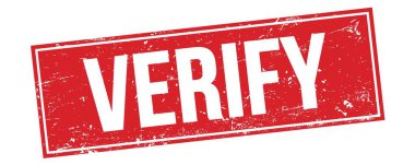 Kırmızı grungy dikdörtgen damga işareti üzerinde VERIFY metin.