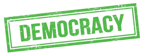 Democracia Texto Verde Grungy Vintage Rectángulo Sello — Foto de Stock