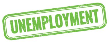 Yeşil grungy vintage dikdörtgen damgalı UNEMPLOYMENT metni.