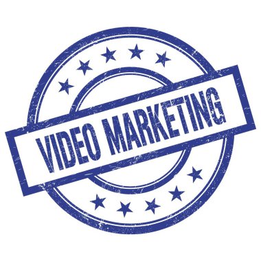 VIDEO MARKETING metin mavi yuvarlak vintage kauçuk damga üzerine yazılmış.