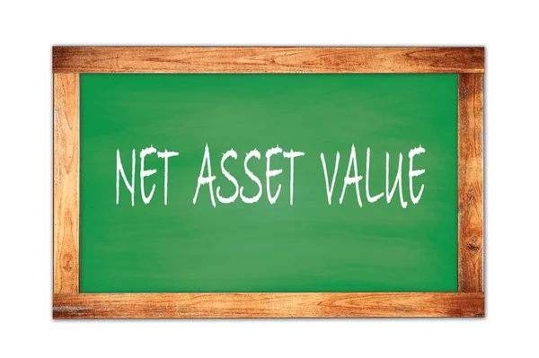 Net Asset Valueテキスト緑の木枠学校の黒板に書かれています — ストック写真