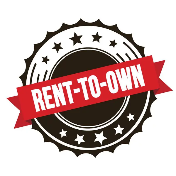 Rent Own Text Red Brownリボンスタンプ — ストック写真