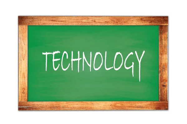 Technology Szöveget Írt Zöld Fából Készült Keret Iskolai Táblán — Stock Fotó
