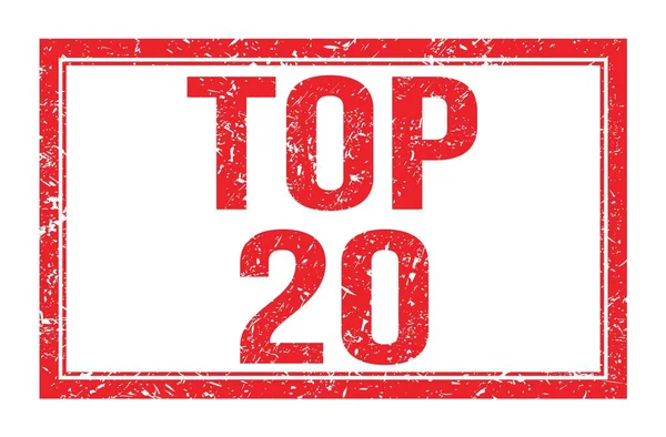 Top20 红色矩形邮票标志上的文字 — 图库照片