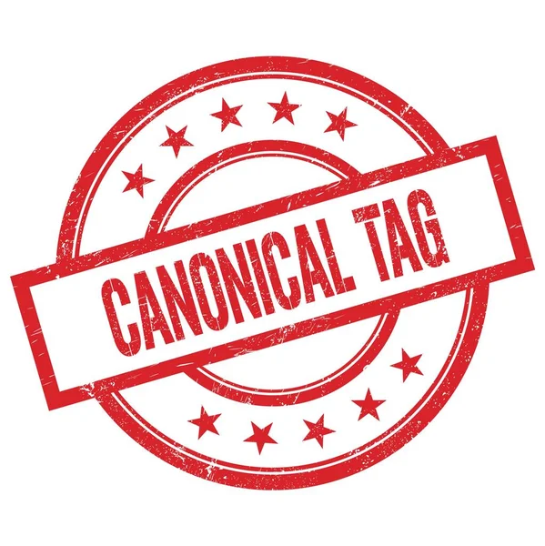 Canonical Tag Tekst Geschreven Rode Ronde Vintage Rubber Stempel — Stockfoto
