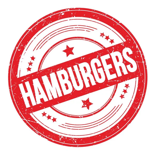 Hamburgers Testo Rosso Rotondo Grungy Texture Timbro — Foto Stock