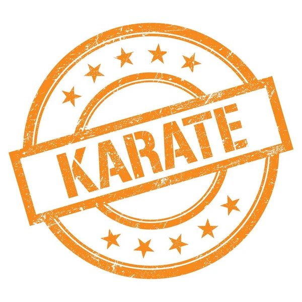Texto Karate Escrito Laranja Redonda Selo Borracha Vintage — Fotografia de Stock