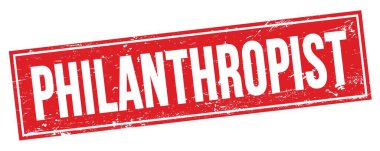Kırmızı grungy dikdörtgen damga işareti üzerinde PHILANTHROPIST metin.