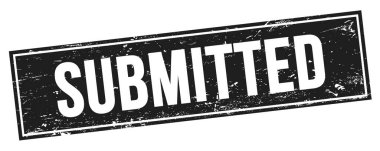 Siyah grungy dikdörtgen damga işareti üzerine SUBMITTED metni.