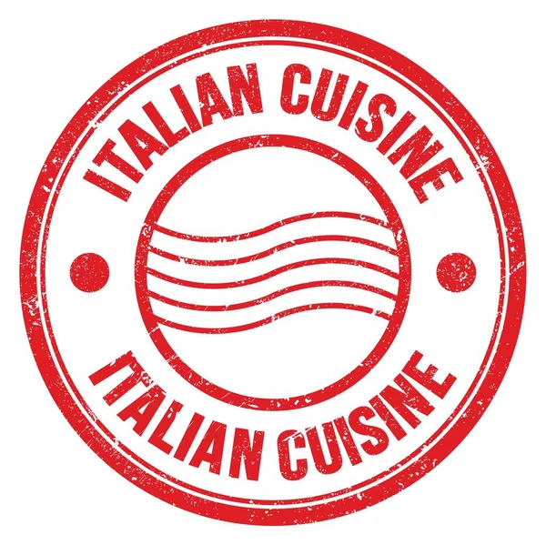 Italian Cuisine Parola Scritta Sul Timbro Postale Rotondo Rosso — Foto Stock