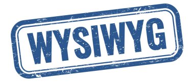 Mavi grungy vintage dikdörtgen damgalı WYSIWYG metni.