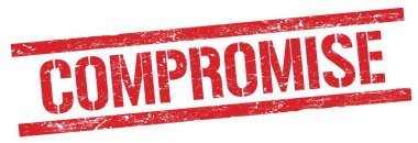 Kırmızı grungy dikdörtgen damga işareti üzerinde COMPROMISE metin.