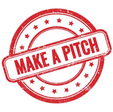 Kırmızı, eski, pasaklı, yuvarlak, lastik damga üzerine bir PITCH metni yap.