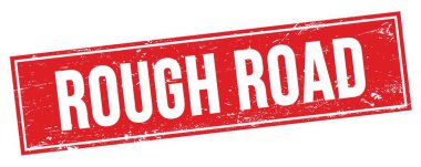 Kırmızı grungy dikdörtgen damga işareti üzerinde kaba yol metni.