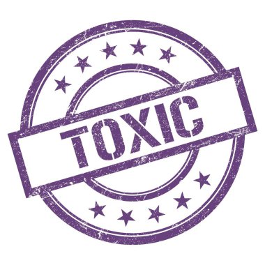 Mor menekşe üzerine yazılmış TOXIC metin eski model lastik damga.