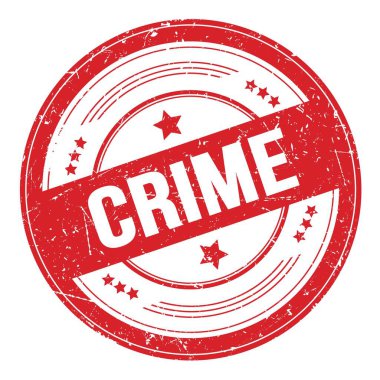 Kırmızı yuvarlak grungy doku damgası üzerine CRIME metin.