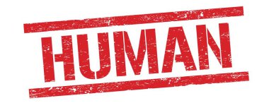 Kırmızı grungy dikdörtgen damga işareti üzerinde İNSAN metin.