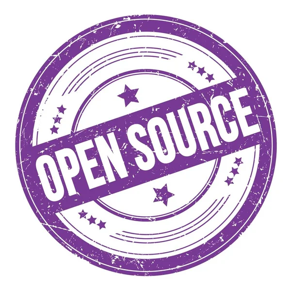 Open Source Tekst Fioletowy Indygo Okrągły Grungy Stempel Tekstury — Zdjęcie stockowe