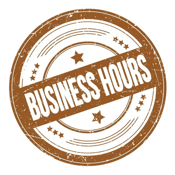 Business Hours Text Brown Grungy Texture Stamp — Stock Photo, Image
