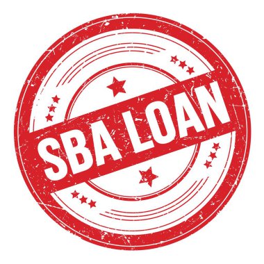 Kırmızı yuvarlak grungy doku damgası üzerine SBA kredi metni.