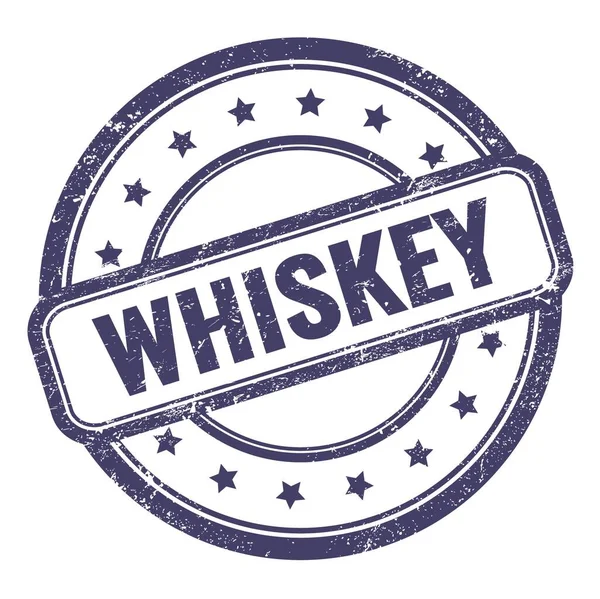 Texto Whiskey Indigo Azul Grungy Vintage Redondo Selo Borracha — Fotografia de Stock