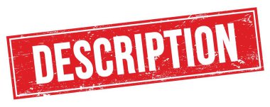 Kırmızı grungy dikdörtgen damga işareti üzerinde DESCRIPTION metin.