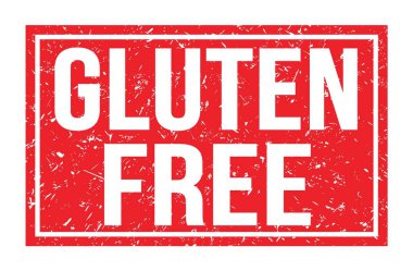 GLUTEN ÖZGÜRLÜK, kırmızı dikdörtgen mühür işareti üzerine yazılmış kelimeler