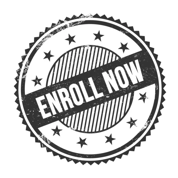 Enroll Now Text Written Black Grungy Zig Zag Borders Stamp — Stock Photo, Image