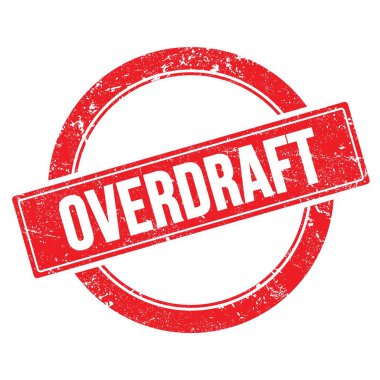 Kırmızı grungy yuvarlak vintage damga üzerinde OVERDRAFT metin.