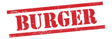Kırmızı grungy vintage kauçuk damga üzerine BURGER metin.