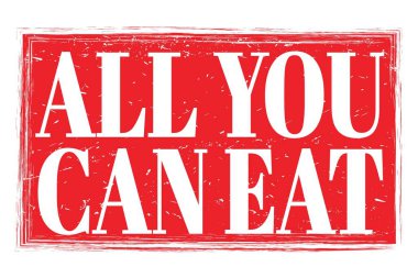 Yiyebildiğin kadar ye, kırmızı pul üzerine yazılmış kelimeler.