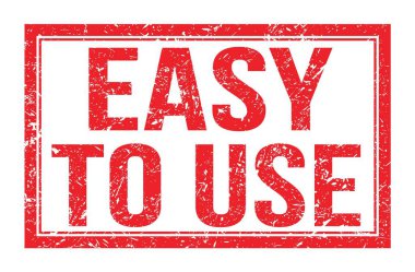 Kullanımı kolay, kırmızı dikdörtgen damga işareti üzerine yazılmış kelimeler