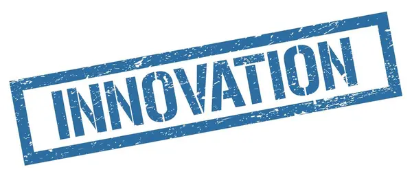 Innovation Blue Grungy Rectangle Stamp Sign — Stock Photo, Image