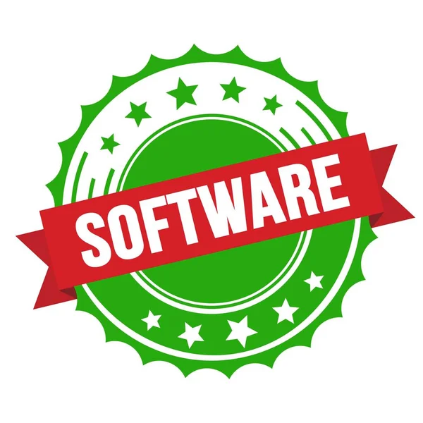 Texto Software Sello Rojo Insignia Cinta Verde —  Fotos de Stock