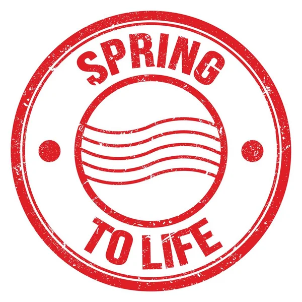 Frühling Zum Leben Text Auf Rotem Rundem Poststempelschild Geschrieben — Stockfoto