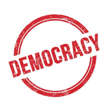 Kırmızı grungy vintage yuvarlak damga üzerine yazılmış DEMOCRACY metin.