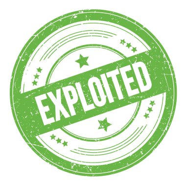 Yeşil yuvarlak grungy doku damgası üzerine ExplLOITED metin.