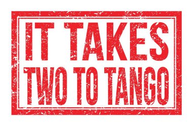 TANGO 'ya iki kişi gider, kırmızı dikdörtgen damgası üzerine yazılmış kelimeler.