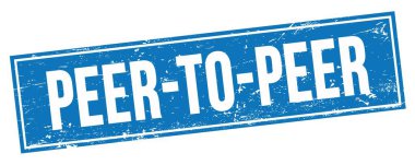 Mavi grungy dikdörtgen damga işareti üzerinde peder- to-peer metni.