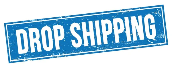 Drop Shipping Text Auf Blauem Grungy Rechteck Stempelschild — Stockfoto