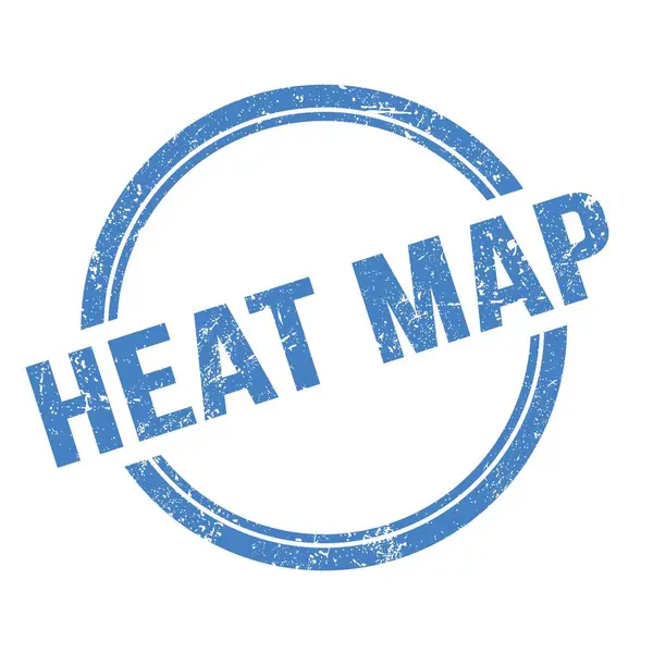 Heat Map Texto Escrito Azul Grungy Vintage Ronda Sello —  Fotos de Stock