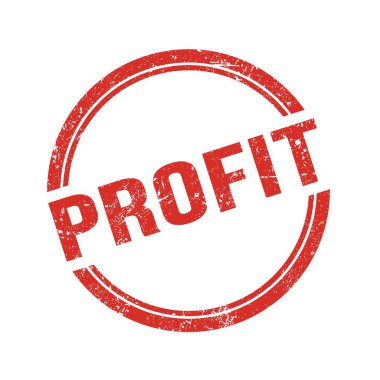 Kırmızı grungy vintage yuvarlak pulu üzerine yazılmış PROFIT metni.