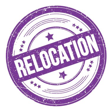 Mor çivit rengi yuvarlak dokuma damgasıyla yeniden konumlandırma metni.