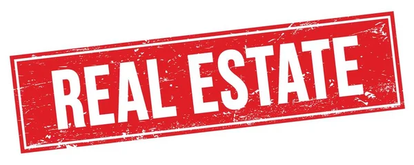 Real Estate Szöveg Piros Grungy Téglalap Alakú Bélyegzőtáblán — Stock Fotó