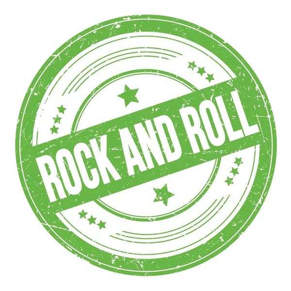 Texto Rock Roll Sobre Carimbo Textura Grungy Redondo Verde — Fotografia de Stock