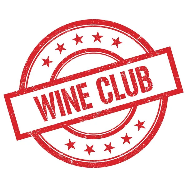 Vino Club Texto Escrito Rojo Ronda Sello Goma Vintage — Foto de Stock