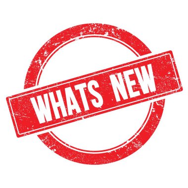 Kırmızı grungy yuvarlak vintage pul üzerine YENİ metin.