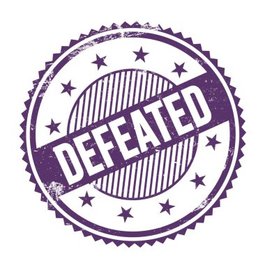 Mağlup edilmiş metin mor indigo grungy zig zag kenarları yuvarlak mühür.