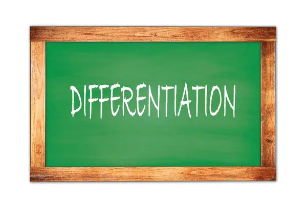 Differentiation Text Written Green Wooden Frame School Blackboard — Stock Photo, Image